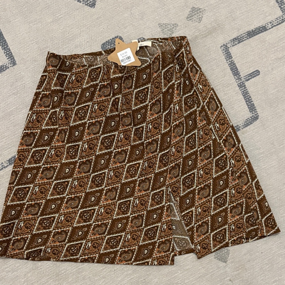 Brown Geometric Pattern Skirt